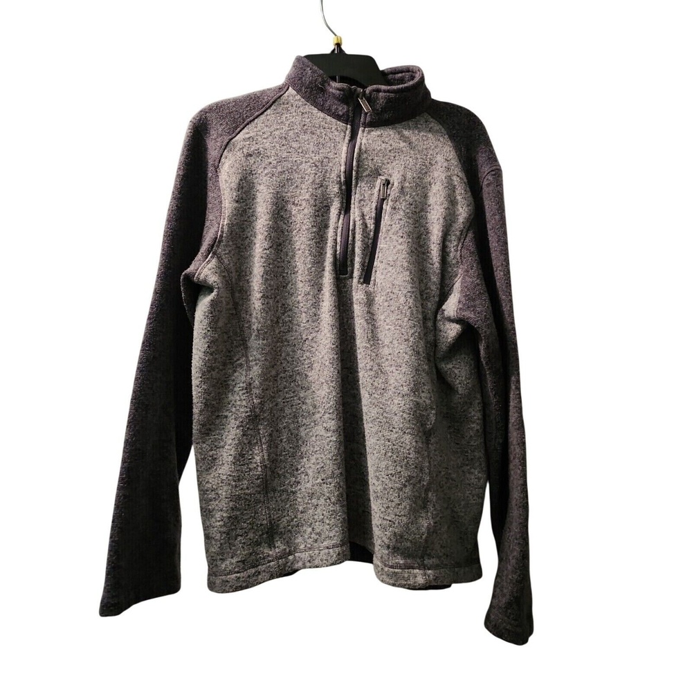 Woolrich Quarter Zip Pullover Sweater Gray Heathered Fleece L/G‎